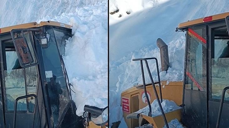 ¡Terrible incidente en Hakkari! Una avalancha cayó repentinamente sobre la máquina de trabajo.