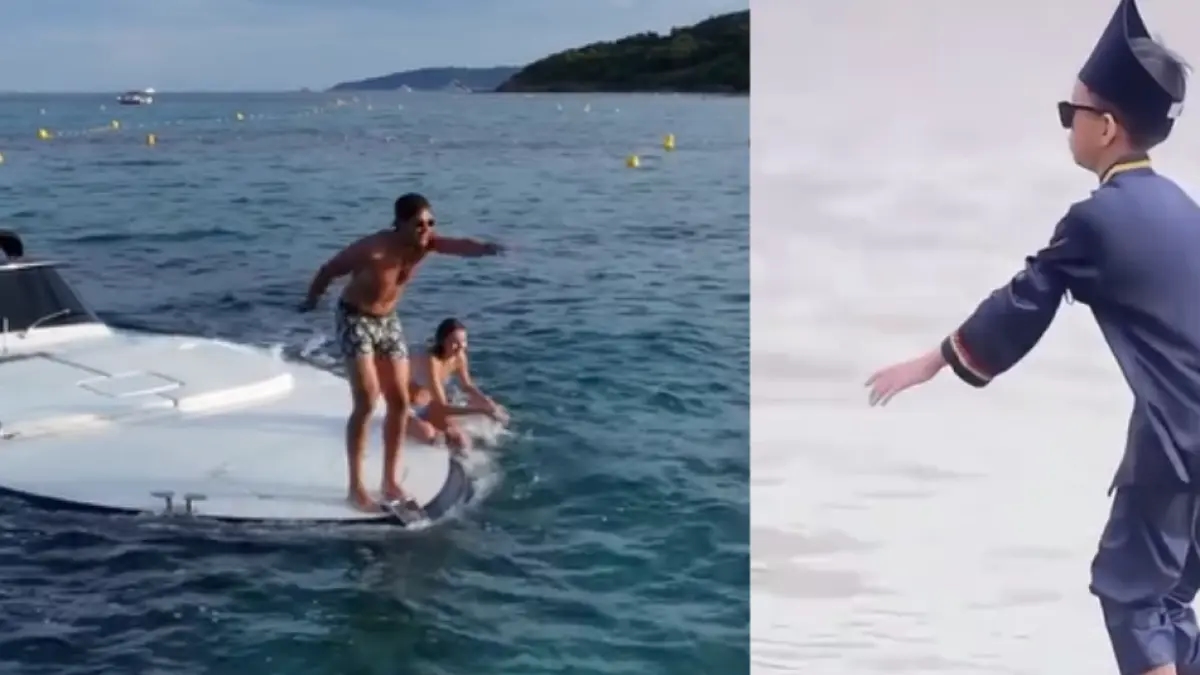 Gençler, yatları batarken TikTok'ta bir akım yarattılar.