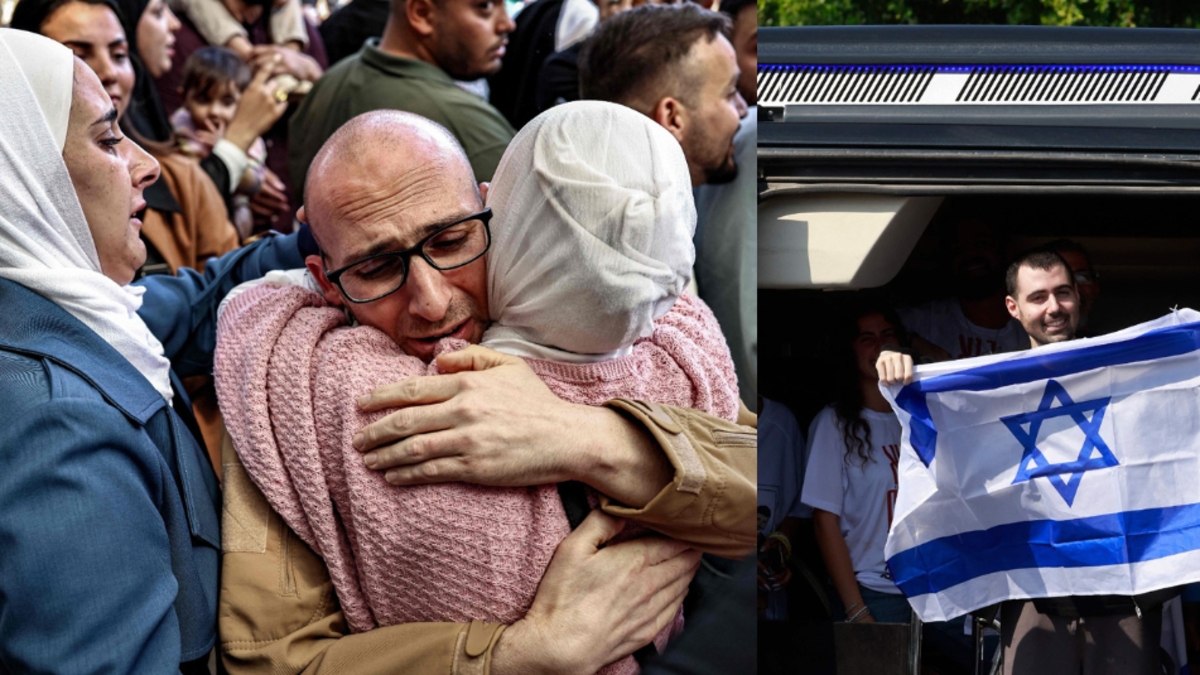 Na zdjęciach: Tak zakładnicy Hamasu wracali do Izraela ze swoimi rodzinami, pełni radości i uniesienia.