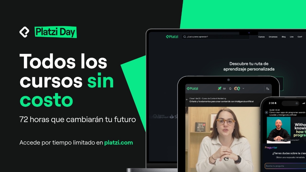 Platzi anuncia 3 dias de cursos gratuitos para impulsionar a educação digital na América Latina.