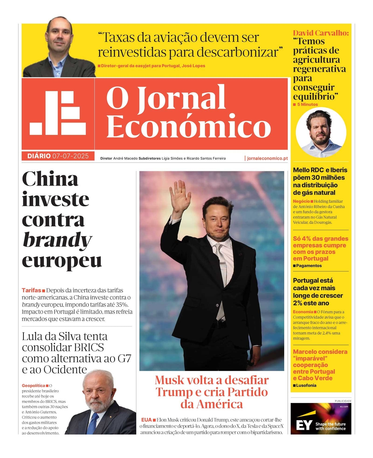 Первая полоса Jornal Económico от 7 июля.