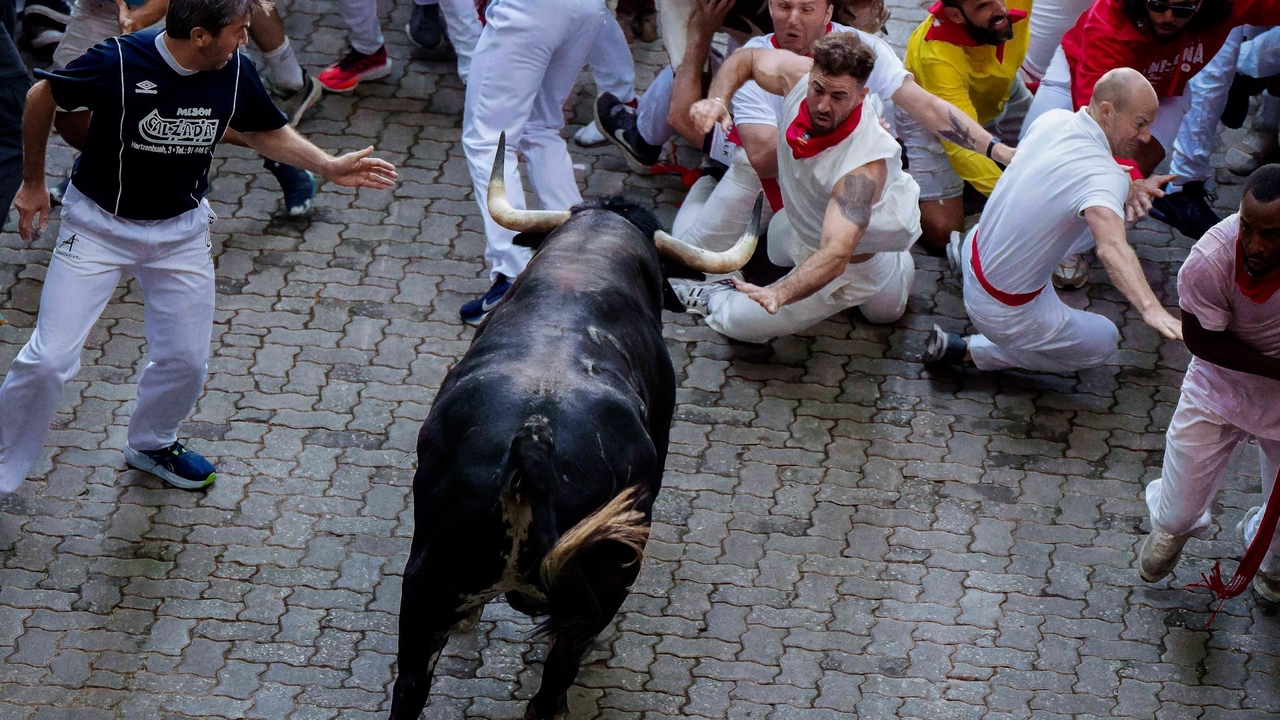 Seconda corsa dei tori di San Firmino | La squadra di Cebada Gago ha seminato il panico a Pamplona, ​​con un toro libero in una corsa durata più di cinque minuti.